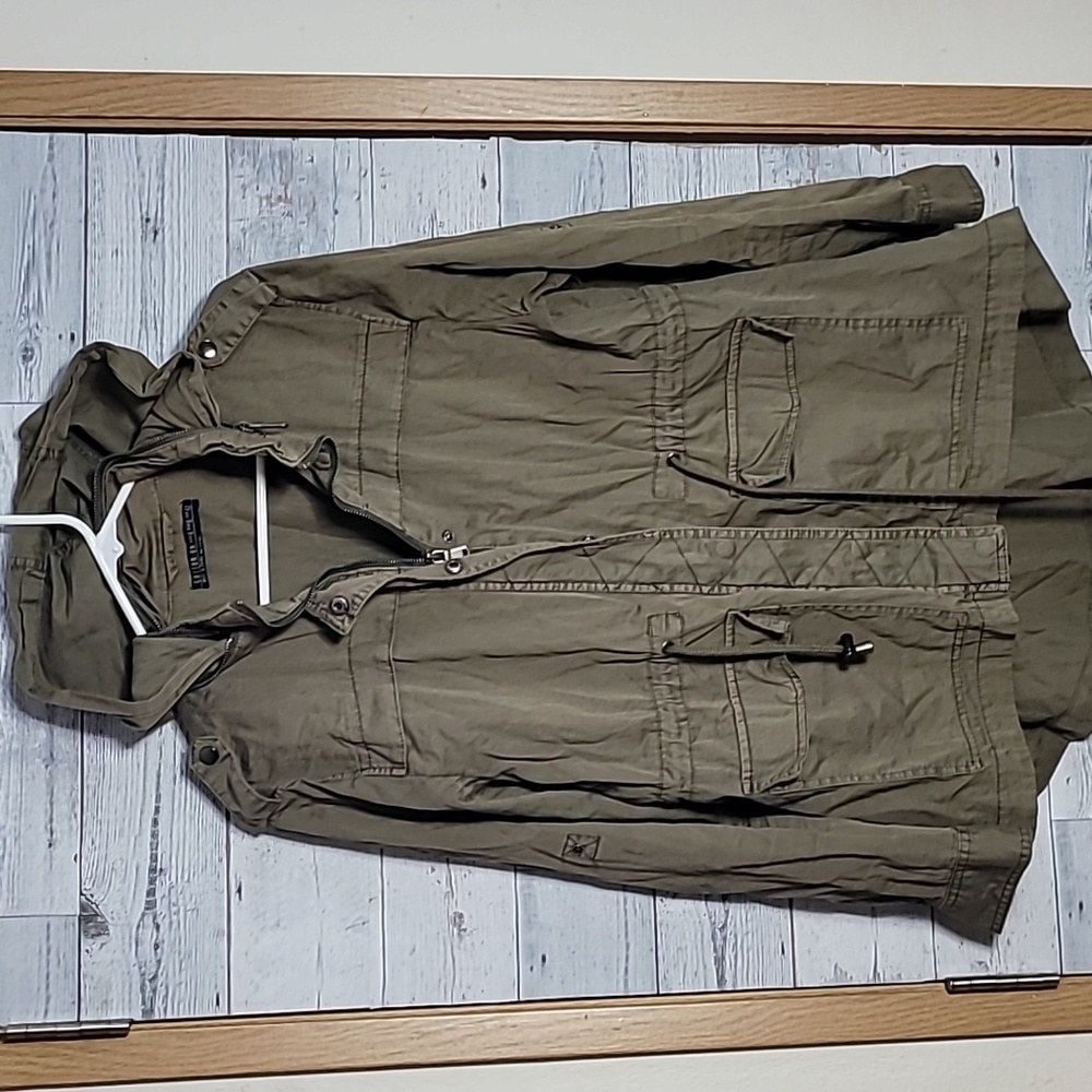 Cotton On 100% Cotton Full Zip Hooded Utility Jacket Size 10